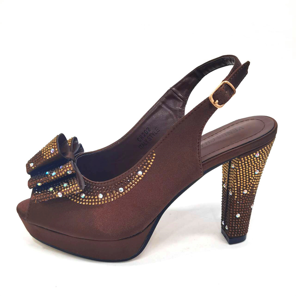 Sandals High Heels for Women - Coffee Color Italian Design ral Rhie Shoes 4