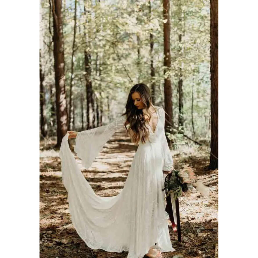 Lace Bohemian A E Dresses Long Sleeve Chiffon Or Length Side Split Beach Boho Wedding Dress Bridal Gowns Vestidos De Noiva