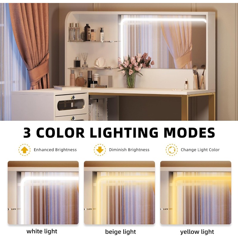 Makeup Vanity Desk with Lights and Mirror48