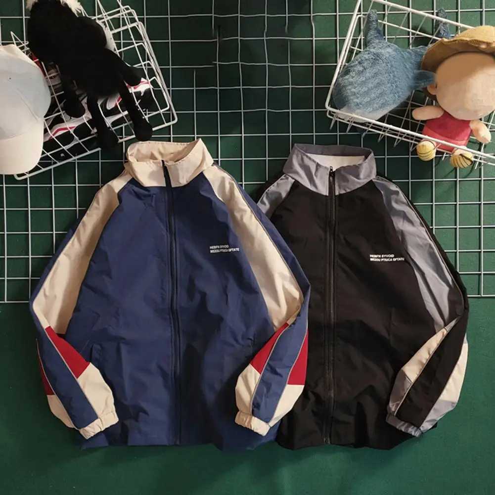 High Quality Hip hop school team jacket mens High Street Pahwork colorful block Windbreer Coats spring autumn thin fashion college jacket T241112