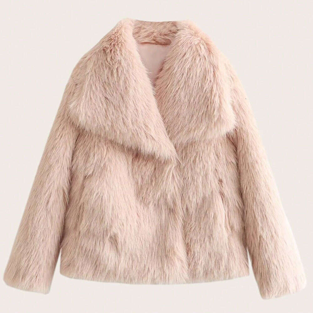 shanshi fur coat women Big collar coat elegant long sleeved autumn and winter warm jacket faux fur coat