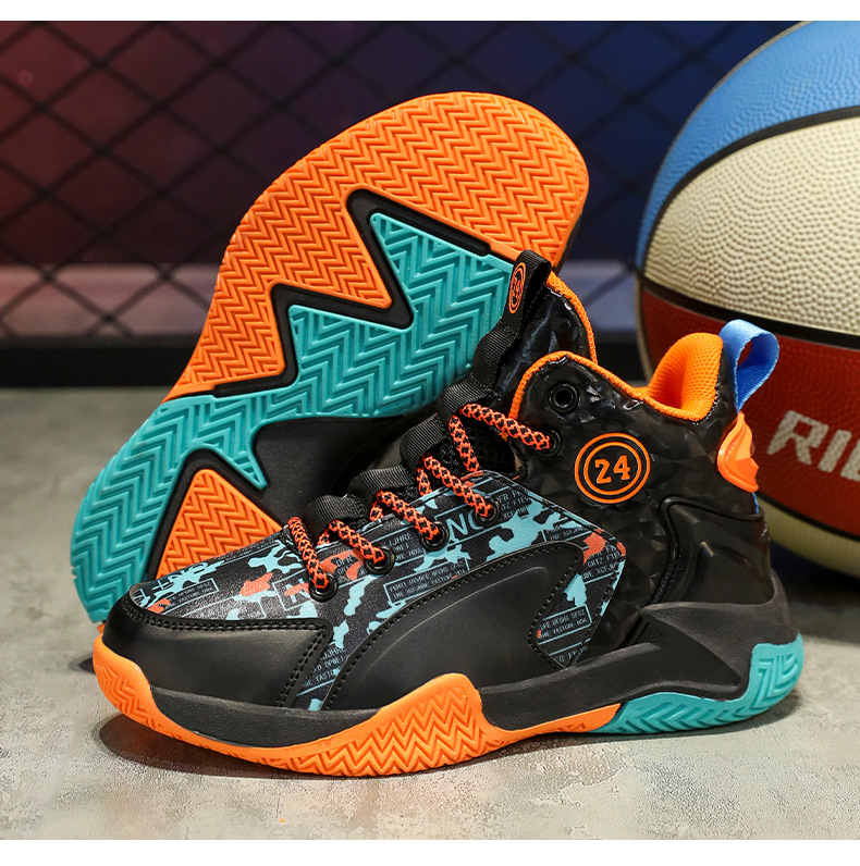 Trendy sneakers kids shoes leather fashion basketball shoes new kids basketball shoes Free shipping