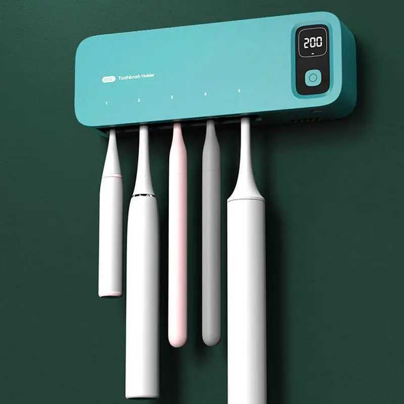 Toothbrush Sanitizer Uv Holder Rechargeable Wall-mount Fast Drying With Led Display Sterilization Bathroom Accessories 240414