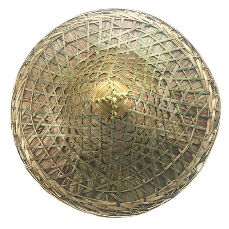 Chinese Straw Bamboo Hat Oriental Hat Lightweight and Breathable Farmer Fishing Hat Sunshades Handmade