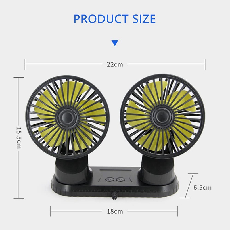 Universal Adjustable Angle Dual Head USB Powered 3-Speed Adjustable Car Dashboard Cooling Air USB Fan For SUV Vehicles