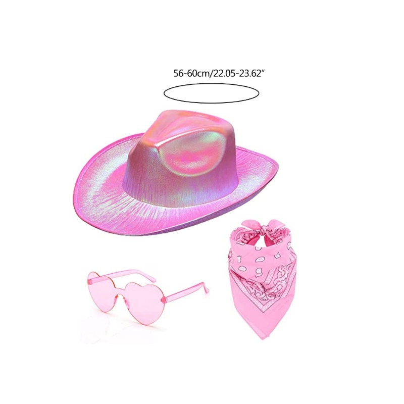 Hats Western Summer Cowboy Sunhat Space Cowgirl Hat and Bandana Sunglasses smile