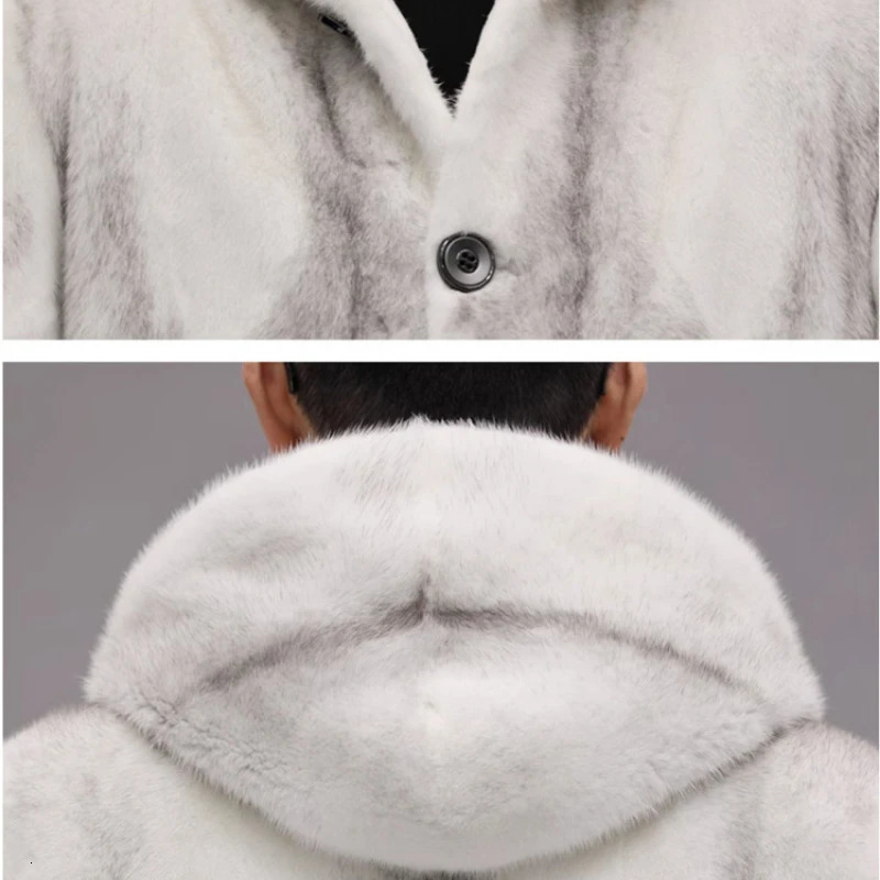 High quality winter warm artificial fur coat mens hoodie thick medium long fur coat jacket plus size single-layer mens clothing 241112