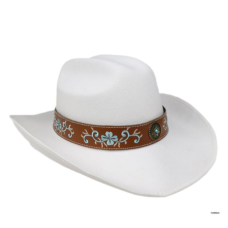 Hat Fedoras Wide Classical Woolen Brimmed Western Cowboy Hat for Trilby Hat for Dinner Outdoor Casual Wear smile