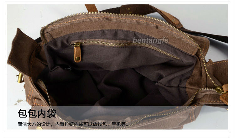 Smith +Genuine Leather Men Messenger Canvas Shoulder Men Crossbody Sg Casual Bag Satchel Canvas