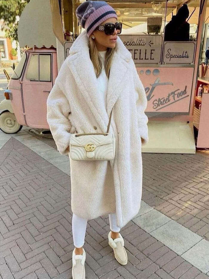 shanshi fur coat women autumn and winter loose one-piece faux jacket for women's mid to long length windbreaker with lamb fur