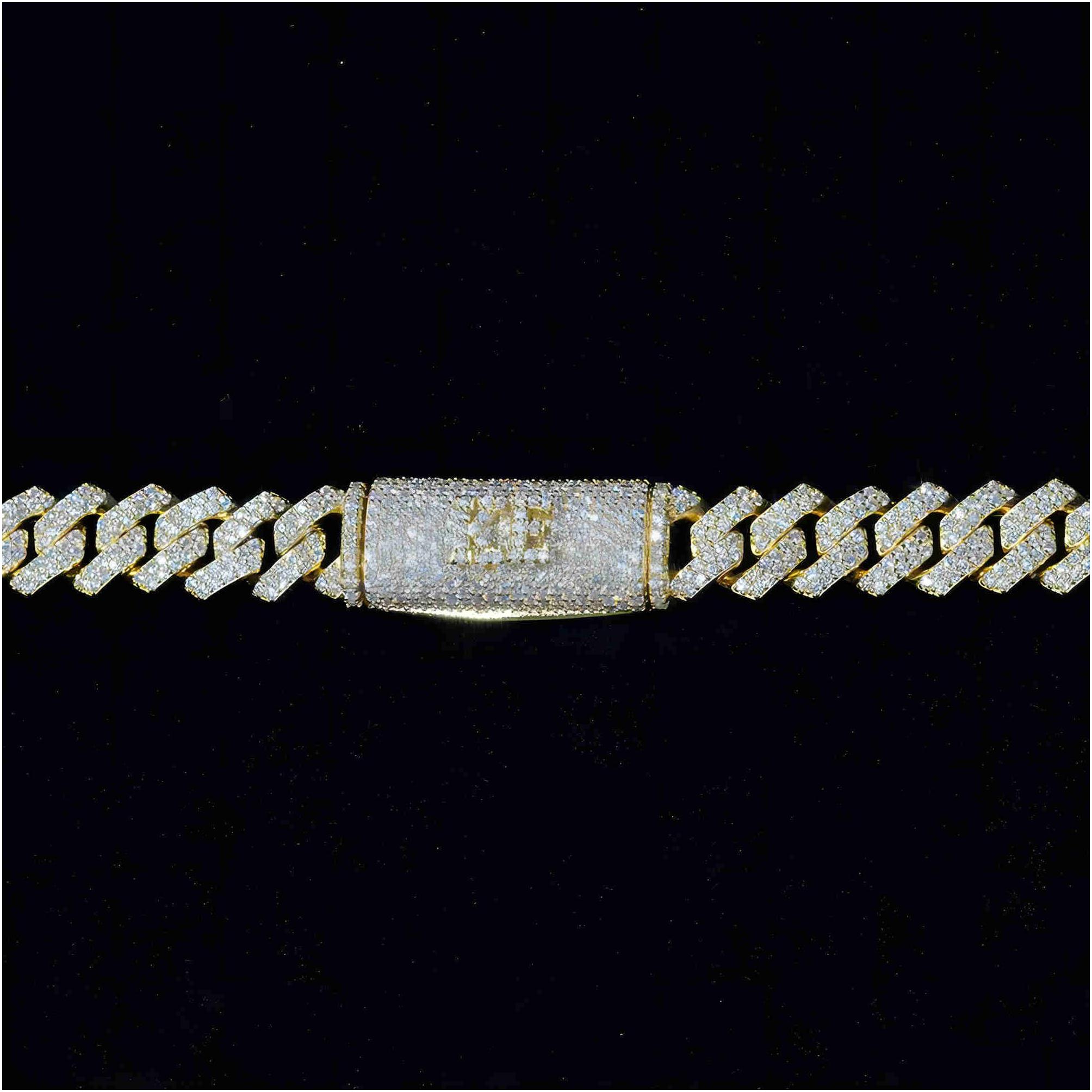 Pendant Necklaces 10Mm Moissanite Cuban Chain Fast Round Brilliant Cut 10K 14K Solid Gold k For Men Women Drop Delivery Jewelry Pe Dhpot