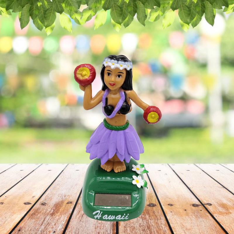 Solar Dashboard Hawaii Dancing Girl Car Dashboard Decorations Dancing Figure Toy Hawaiian HulaShaking Head Dancer Ornaments
