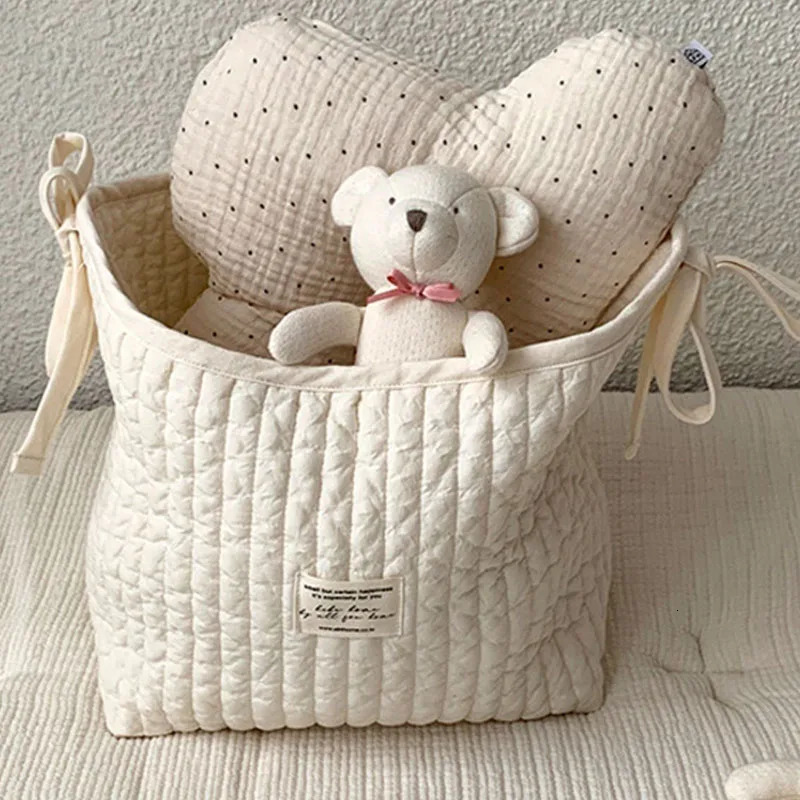 Multi Function Large Capacity Toddler Infant Toy Storage Bags Cotton Mommy Handbag Baby Bedside Diaper Bags 240407