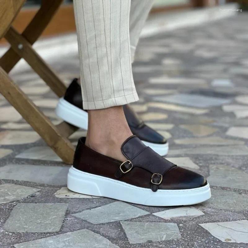 Casual Shoes Men Vulcanize Brown Black Loafers Solid Slip On Sneakers For With Size 38-46