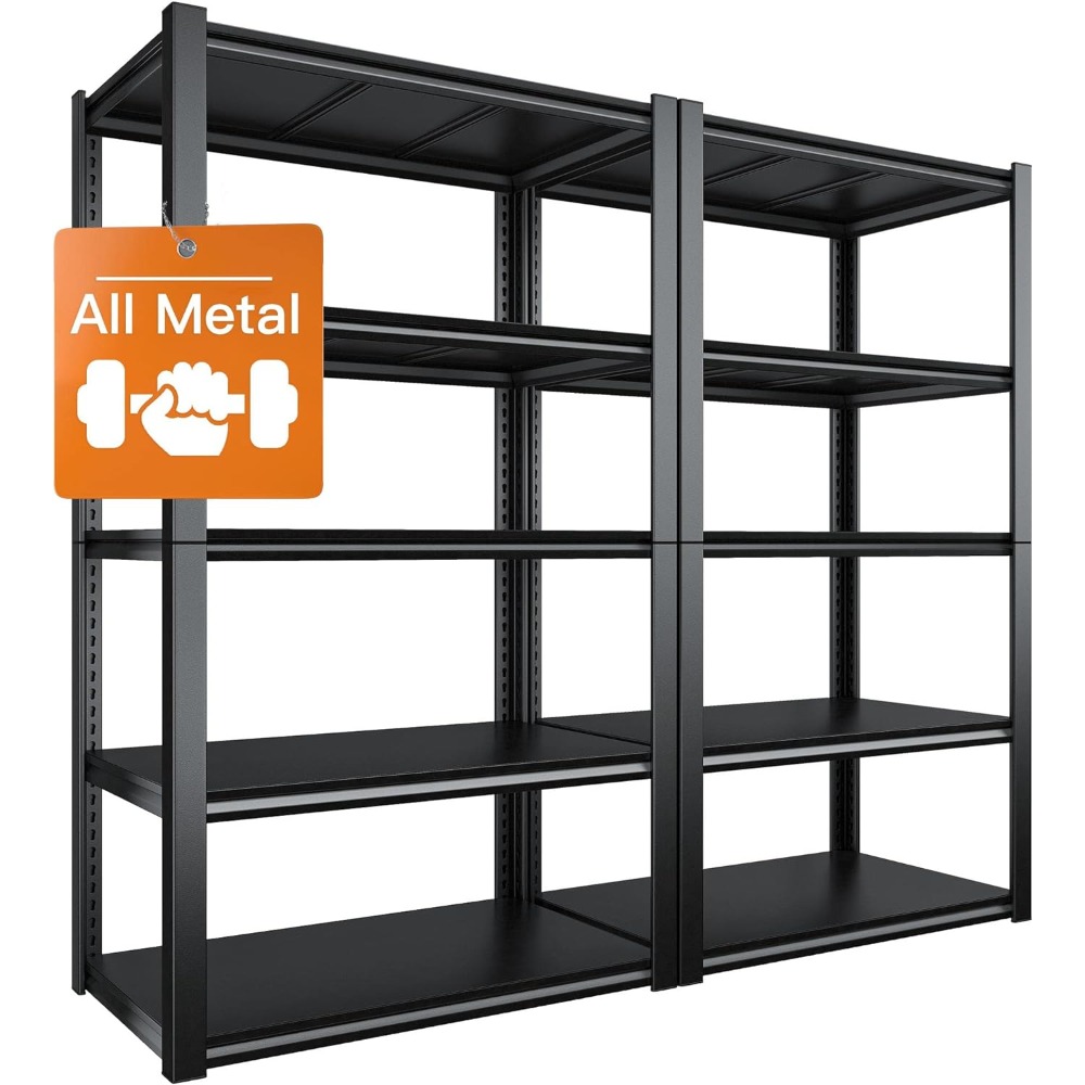 Raybee Garage Shelving 2000LBS Heavy Duty Storage Shelves Adjustable 5 Tier Metal Shelves for Storage Garage Shelves Storage