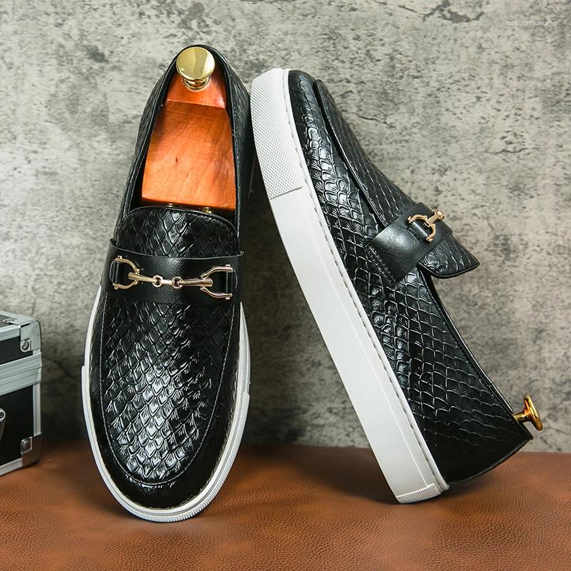 Casual Shoes Men Vulcanize Brown Black Loafers Solid Slip On Sneakers For With Size 38-46