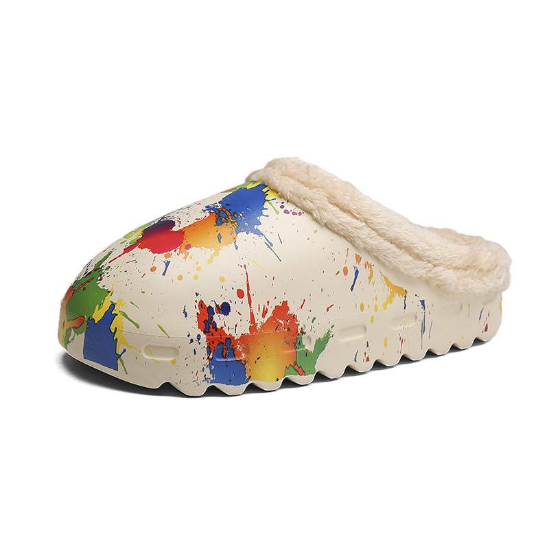 Designer Slides Sandals - Flat Cotton Furry Slippers for Women & Men, Thick Bottom, Sizes 29-45 ca99