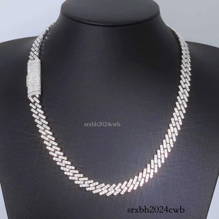 GRA Certificate 10mm Single Row Fine D/VVS Moissanite Cuban k Chain Rapper Hip Hop Necklace Jewelry