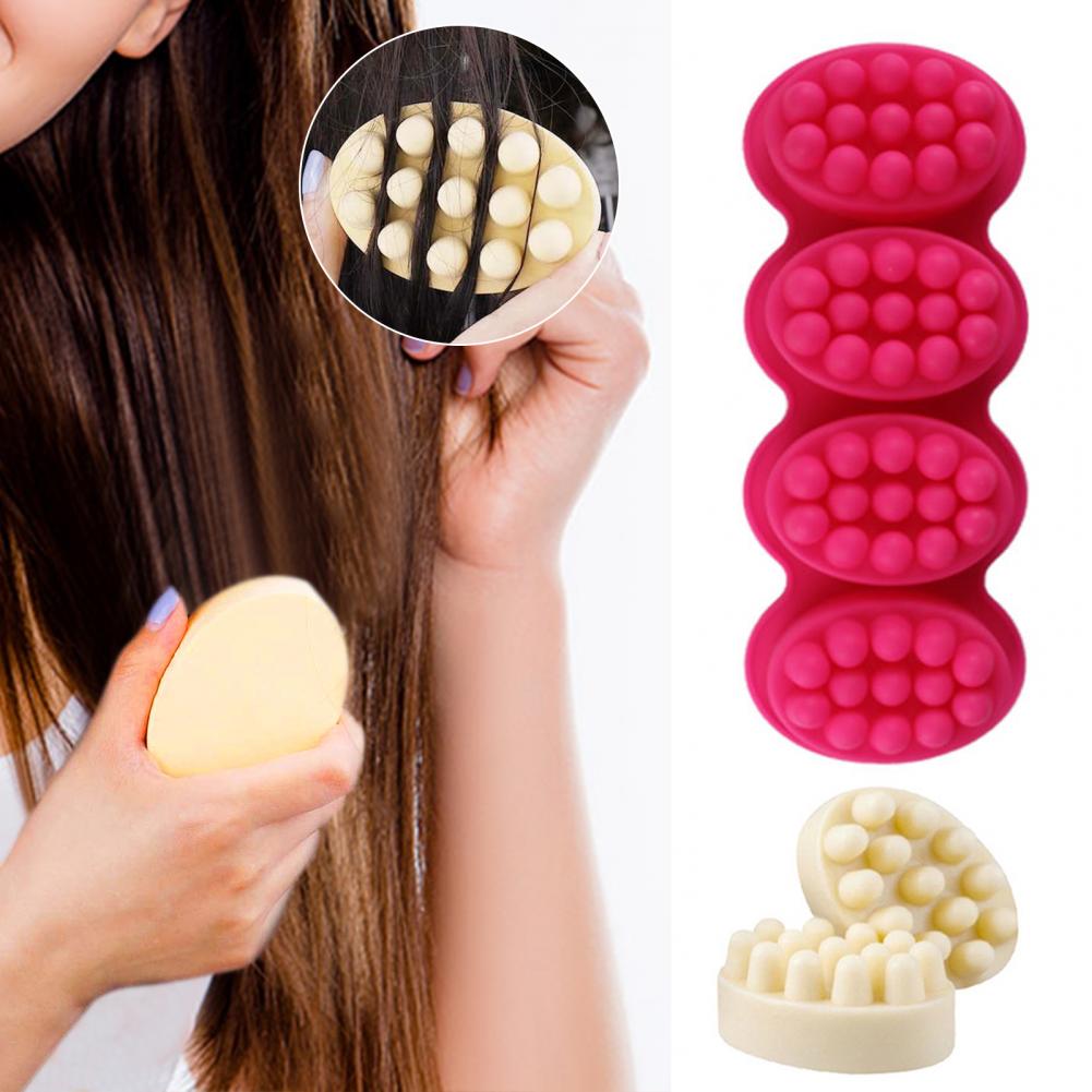 Flexible Soap Mold Silicone Soap Mold for Massage Hair Comb Flexible Reusable 4 Cavities Soap Mold Temperature for Salon