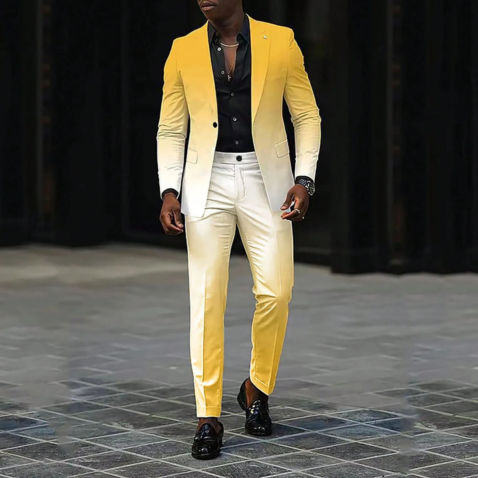 Gradient Set Mens Single Chest Set Pants Set Business Occasion Formal Two Piece Set WL008-MR7 241112