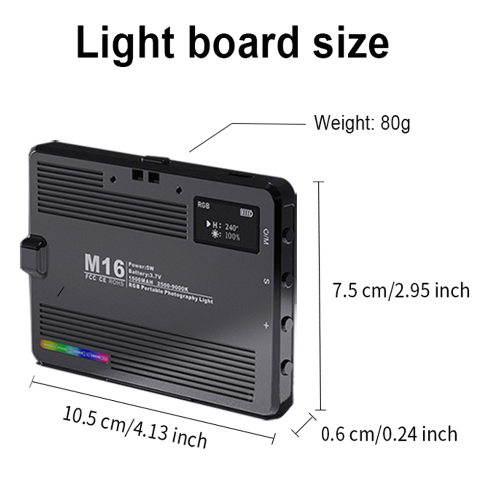 Pocket LED Selfie Light 1500mAh LED Video Light Dimmable Photography Lamp Type-C Rechargeable RGB Camera LED for Phones Laptop