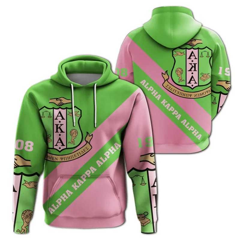 AKA 1908 Alpha Sorority Pullover Hoodies For Women Printed Long Sleeve Oversized Christmas Anniversary Sweatshirts Womens Coat LX241113