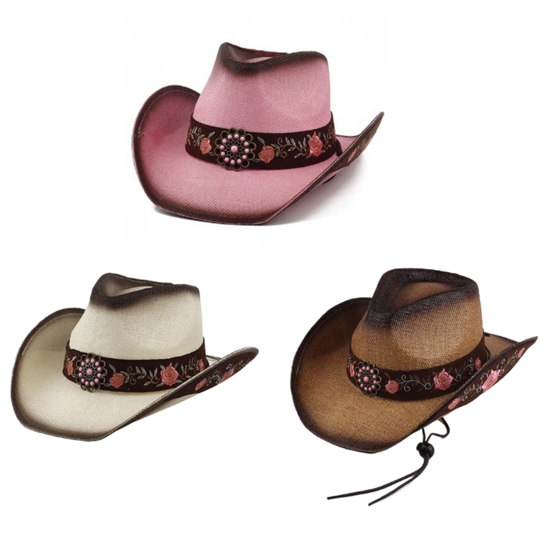 Hat Travel Women Outdoor Cowboy Hat Carnivals Party Headwear Sun Protective Hat smile