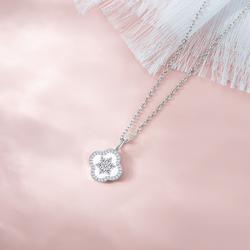 Chic Female Worknecklace Featuring Original Winter Scene Pendant - Sleek Stainless Steel Collar Chain