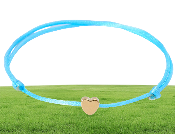 20pcslot Gold Lovely Heart Bracelets Rope Lucky Red Bracelet For Women Red String Adjustable Handmade Bracelet DIY
