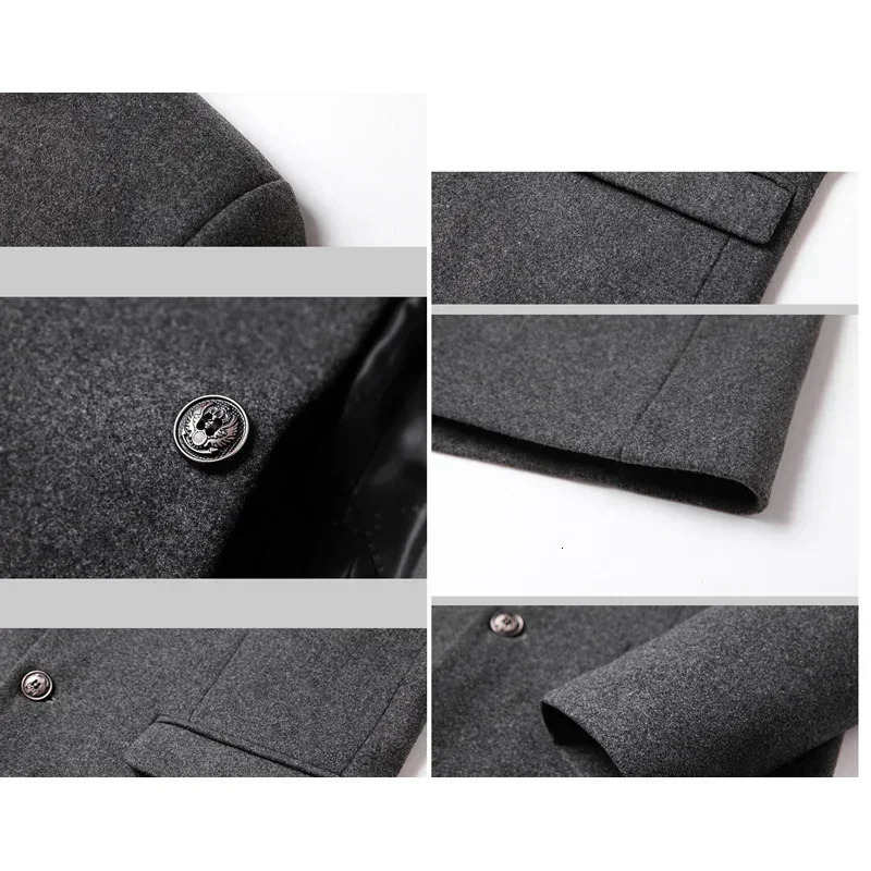 BROWON Business Casual Trench Coat Men Chinese Style Solid Color Winter Coat Men 2024 Autumn and Winter Wool Coat for Men 241113