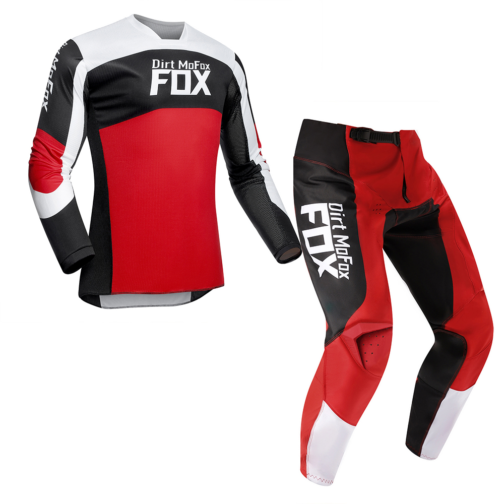 2024 Red Motorcycle MX Gear Set FLO GREEN Motocross Jersey and Pant Moto Kit Motorcycle Clothing Dirt Bike Kit