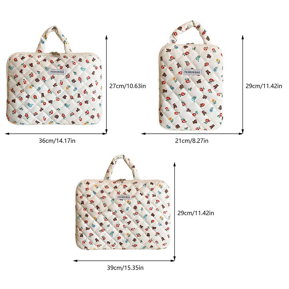 Flowers Bear Cute Laptop And Bag with Handle Travel Messenger Briefcase Fluffy Padded Laptop Sleeve Bag Fits 13 15 Inch Notebook smile