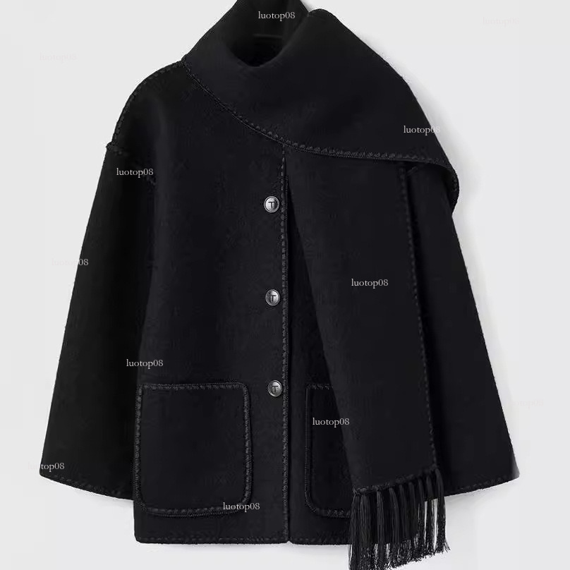 winter jacket women womens coat european and american womens clothing 2024 autumn and winter new fashion woolen coat thickened loose with scarf tassel