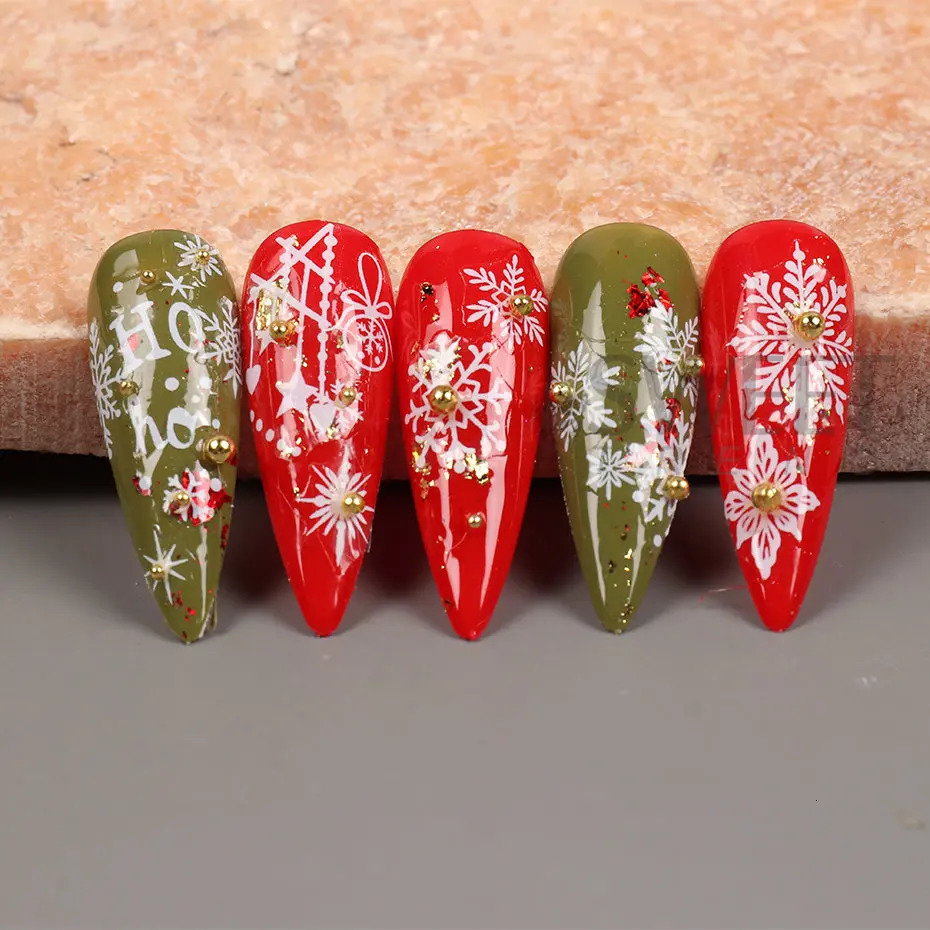 Snowflakes Glitter Nail Art Stickers White Flake elk Ahesive Sparkly Decals Year Christmas Charms Nail Art Decoration BEF894 241112