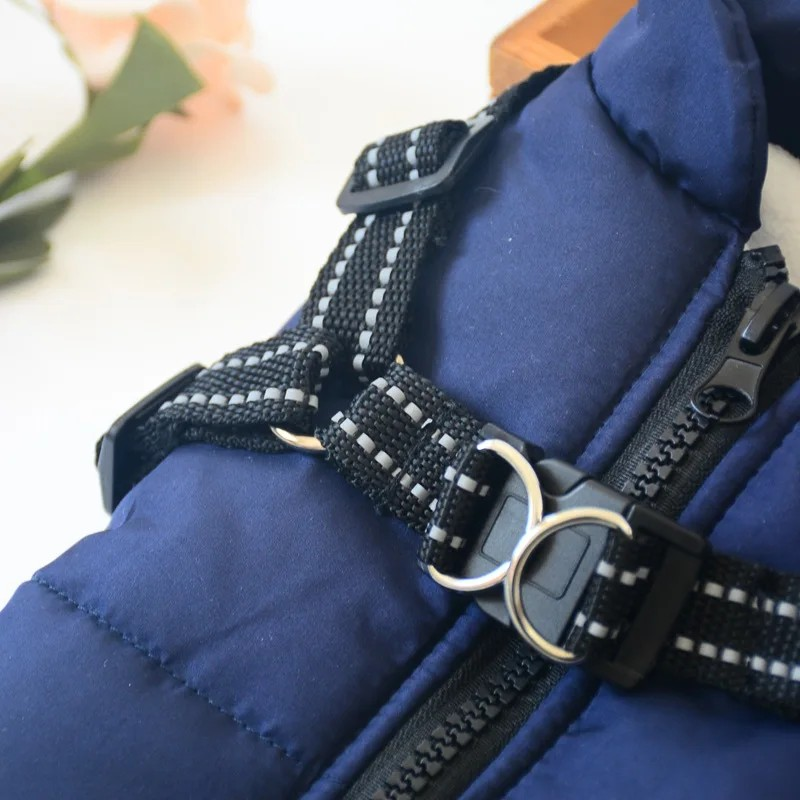 Waterproof Warm Dog Jacket Vest Winter Dog Clothes With Harness French-Bulldog Coat Pet Costume for Small Large Dogs