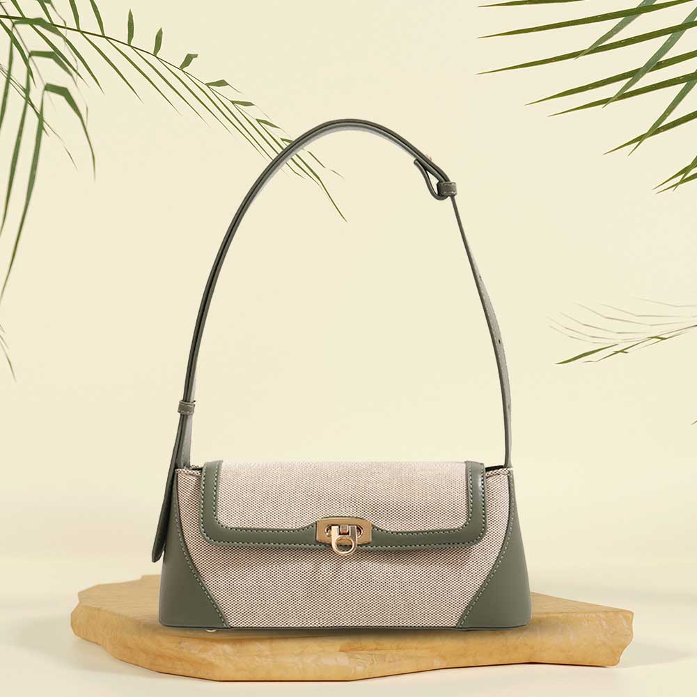 Women Canvas Tote Bag Patchwork Underarm Bag Versatile Flap Shoulder Bag Soft Satchel Bag Commuting Bag