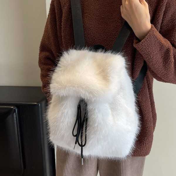 Plush Little Backpack For Women Plush Backpack For Students Large Capacity Drawstring Lightweight Backpack 241113