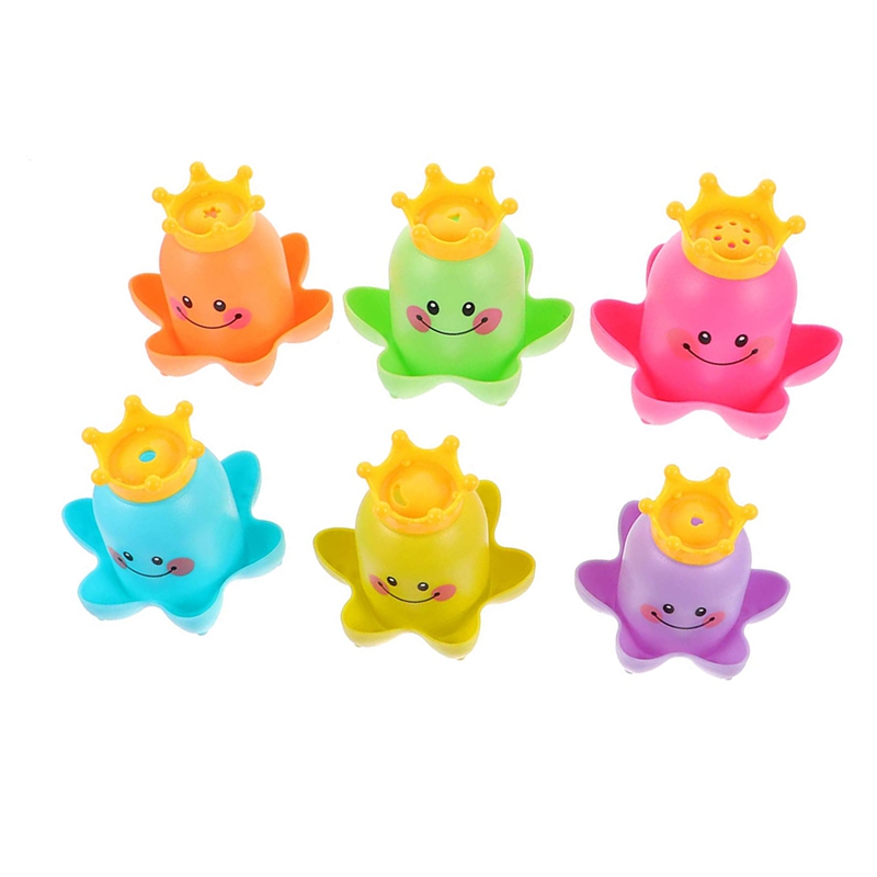 6PCS Baby Bath Toys Octopus Stacking Cups Sea Animal Baby Shower Bathroom Taste Game For Infant And Kids