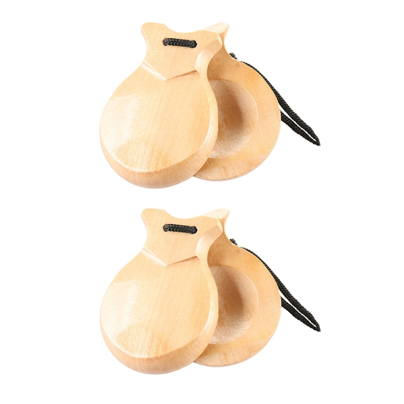 ddmysmile Flamenco Traditional 2 Pcs Castanets Spanish Castanets With String For Beginner NEW Smile