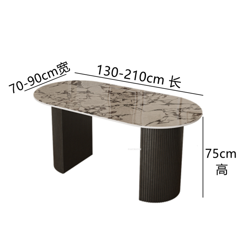 Luxury Slate Dining Tables Designer Dining Table and Chair Set for Kitchen French Retro Dining Room Furniture Nordic Oval Table