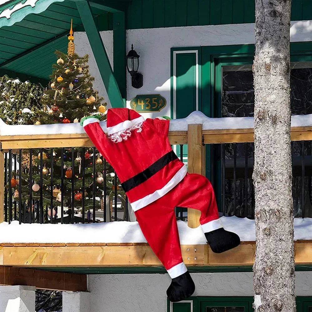 Christmas decoration Hanging Santa Claus plush suit climbing window balcony roof Chimney Holiday Decorations 241108