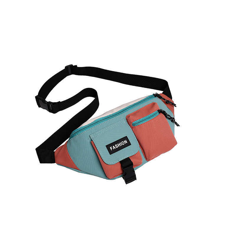 Crossbody bag, men's contrasting color splicing, ins waist bag, sports style small bag, large capacity shoulder bag, casual chest bag, women'