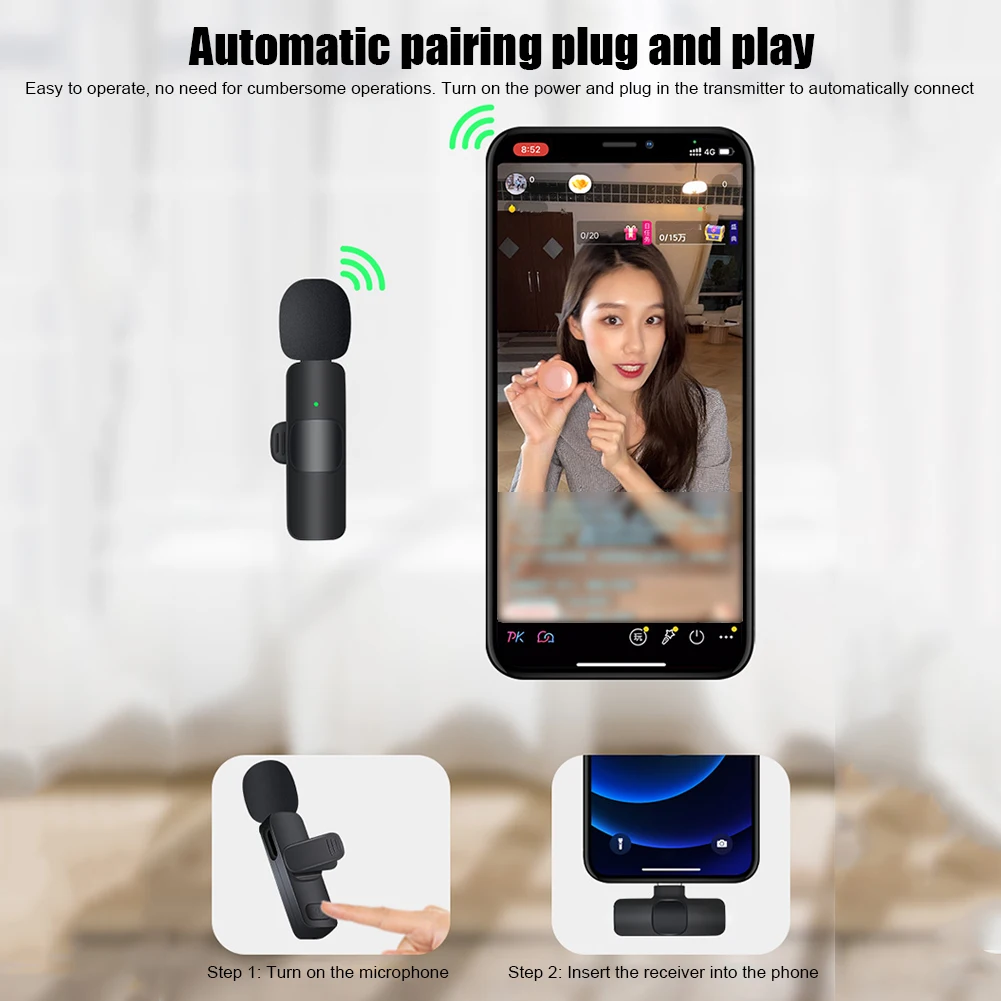 Portable Lavalier Lapel Microphone Condenser Accessories for Live Broadcast Gaming Phone Audio Video Recording Mini Mic