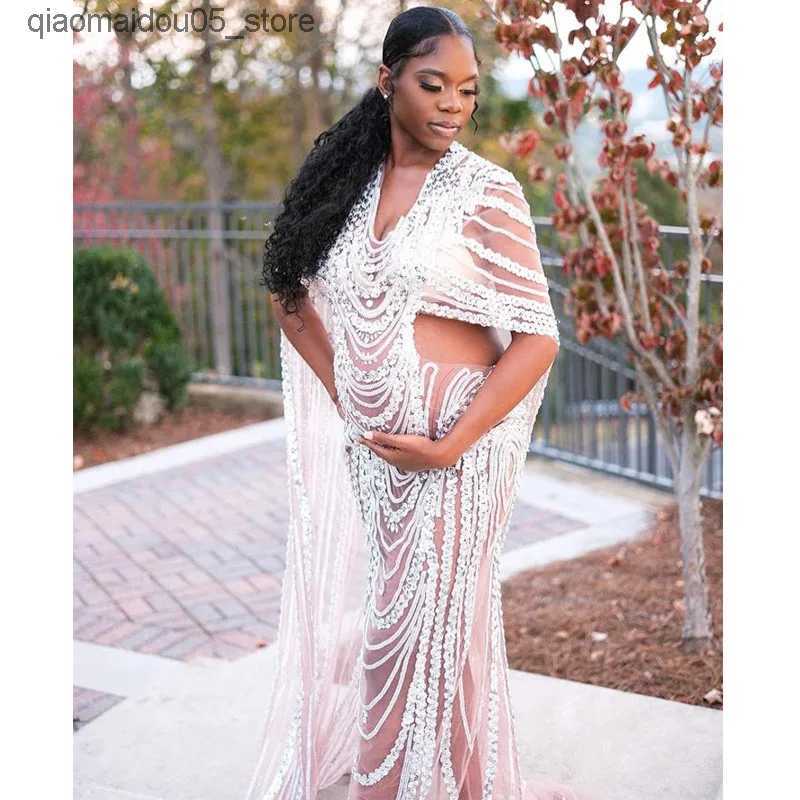Maternity Dresses Pregnant woman photography props dresses and photos of pregnant women. Set long dress sexy goddess sparkling rhinestone sequin corne