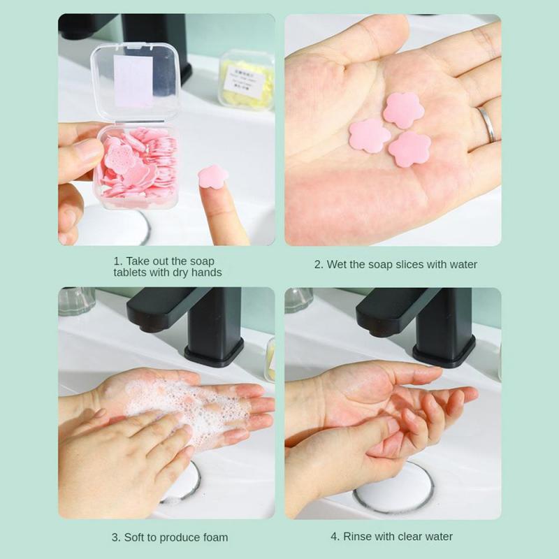 Box portable Skin friendly fresh hand washing toilet soap Slice Disposable petal soaps flakes household for /travel /travel smile /travel /travel