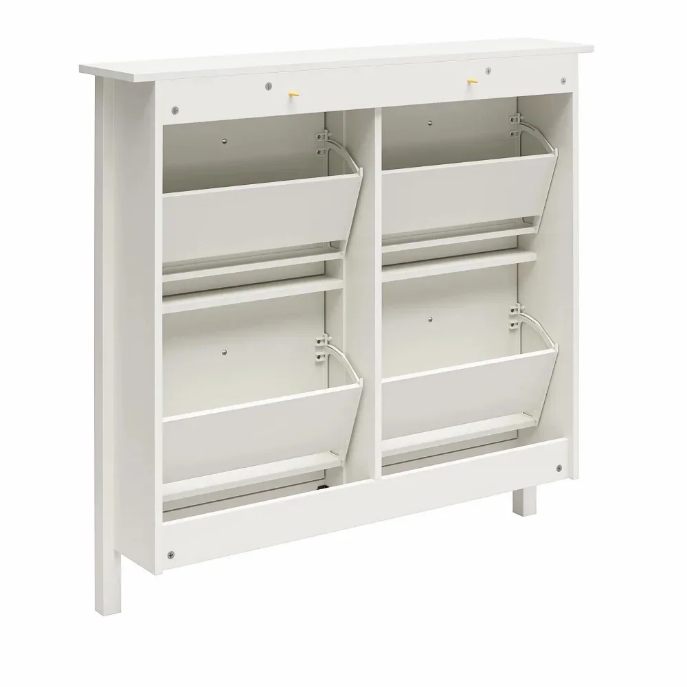 Shoes Racks, 4-Bin Shoe Storage Cabinet, Morden Wooden Shoes Organizers, Shoe Cabinet Organizer