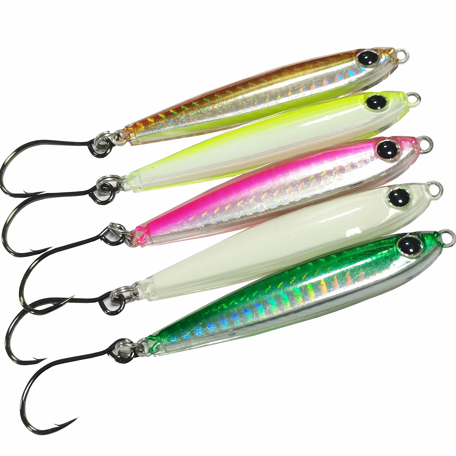5pcs Epoxy Resin Jigs Epoxy Fishing Jig Lure Mixed Colors with Strengthen Single Hook Great for Striped Bass Tuna and Game Fish 241113