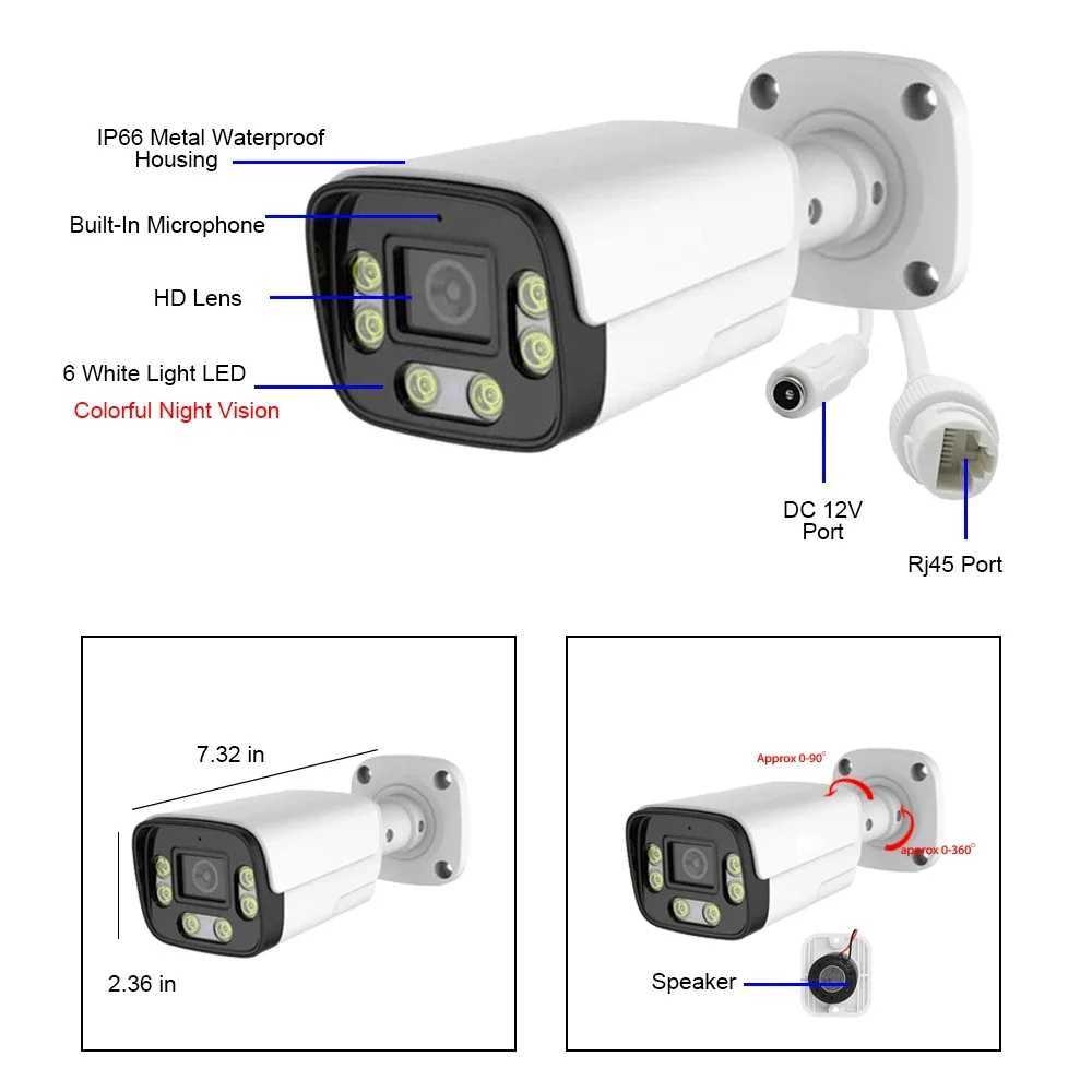 IP Cameras 8CH 4K 8MP Security Camera System POE 5MP Two Way Audio Waterproof Outdoor Colorful Night Camera Video Surveillance Set Xmeye 24413