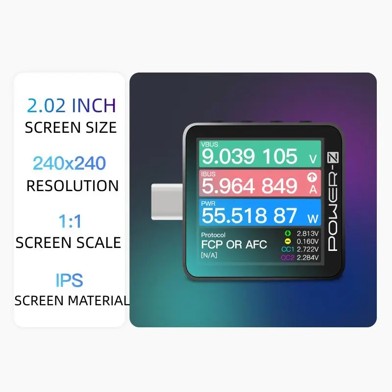 POWER-Z USB Tester KM003C Micro Digital Voltmeter QC5.0/PD3.1 Voltage Current Power Detector For Phone Motherboard Repair Tools