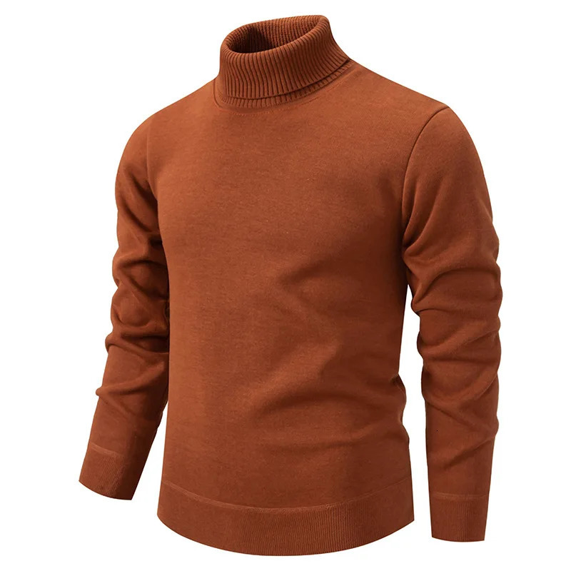 Mens autumn and winter turtle neck sweater mens casual ultra-thin solid thick wool warm knitting drawstring street Versatile Knitwear 4XL 241113